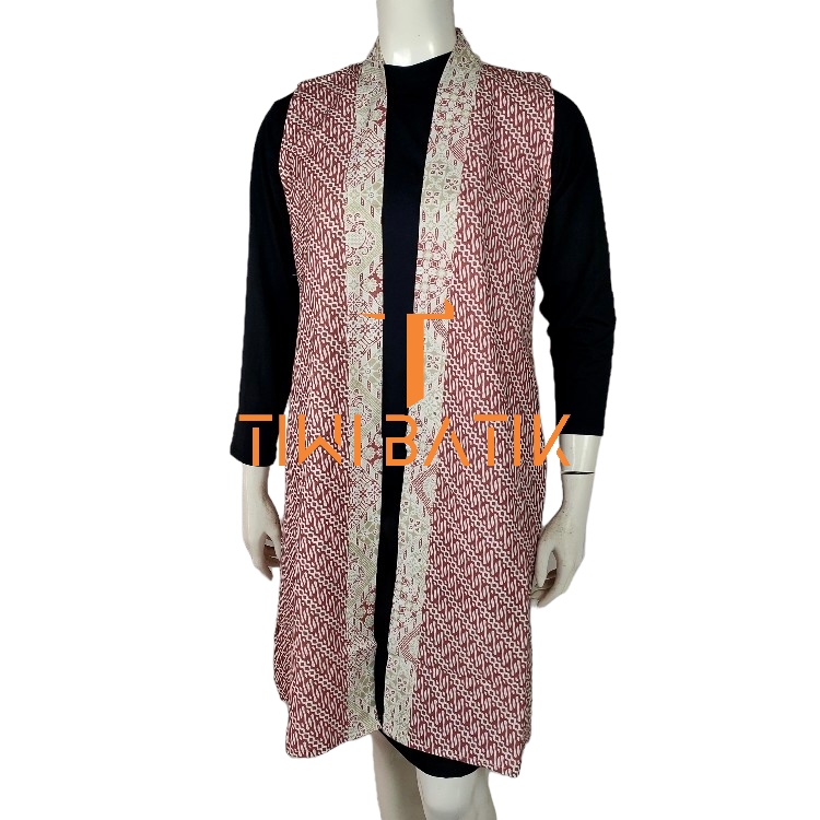 Vest Outer Batik Polos Tanpa Lengan