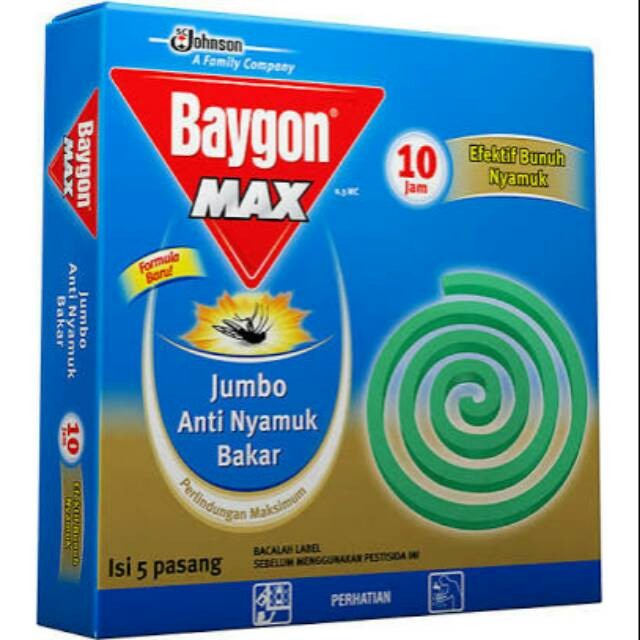 Baygon max jumbo perlindungan maksimum obat nyamuk bakar isi 5pasang Obat Nyamuk Jumbo Anti Nyamuk Bakar [5 Pasang]