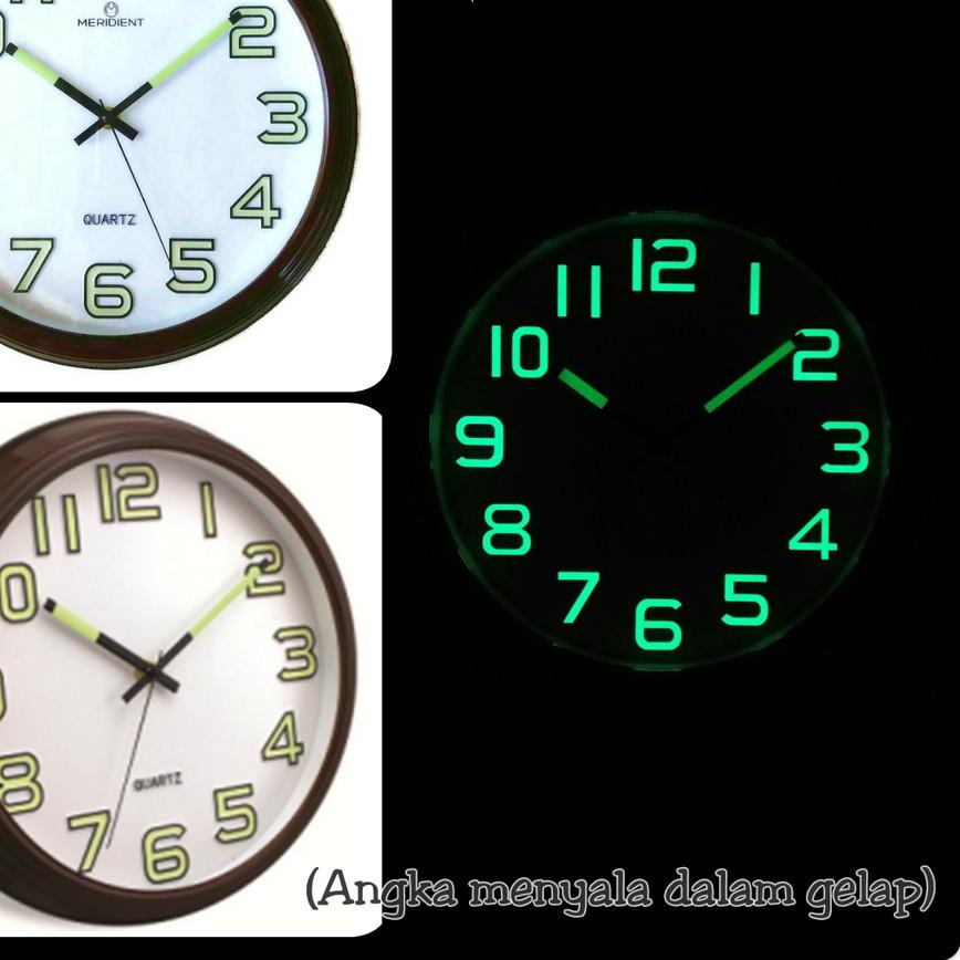 ➨ Jam Dinding Meridient GTD3 (Kayu) - Angka menyala dalam gelap ➣