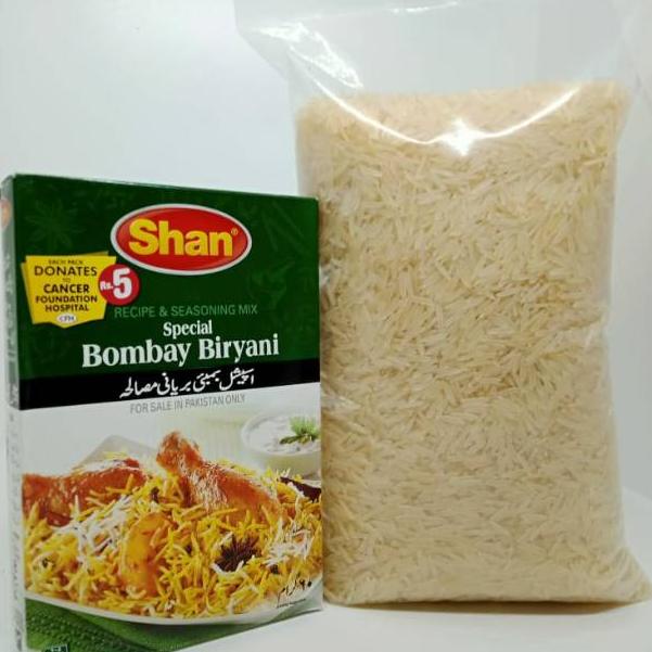 

Ready stock PAKET NASI BRIYANI ( BTI 1 KG + SHAN BUMBU INSTANT BRIYANI 1 ) LYW