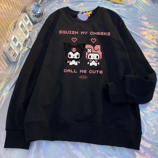 Sweater ( TEBAL ) Kuromi Sanrio Squish My Cheeks Kawaii Cute Korea Style Hits Terbaru 2023 Edisi Terbatas Dhea Fashion