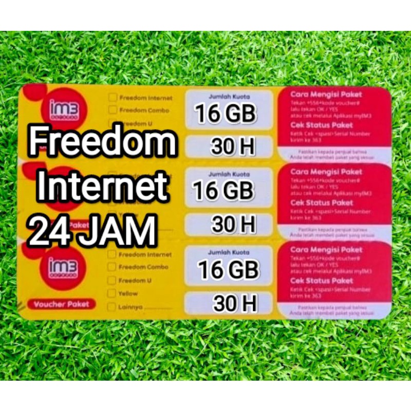 Voucher Indosat Freedom 16 GB/32GB Internet 24 Jam