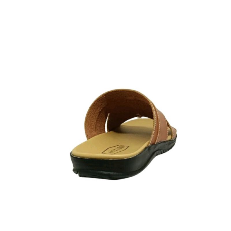 Sandal Kulit Pria 38-44 Sendal Slop Bapak2 Anti Slip JUMBO Sendal Lebaran Kekinian Terbaru Super Empuk Tane, 42