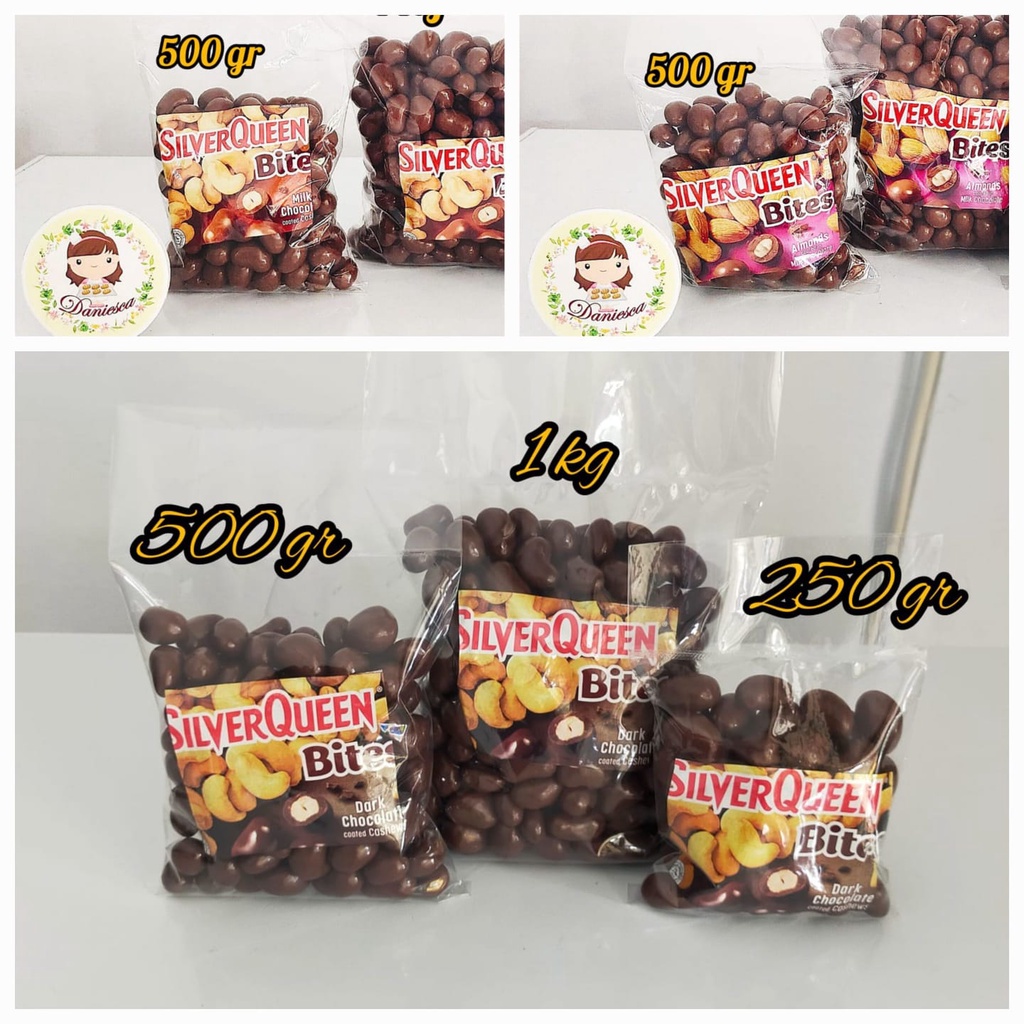 

.500GR coklat SILVERQUEEN BITES best seller Almond / Mede cashew / Dark mede cashew (scp)