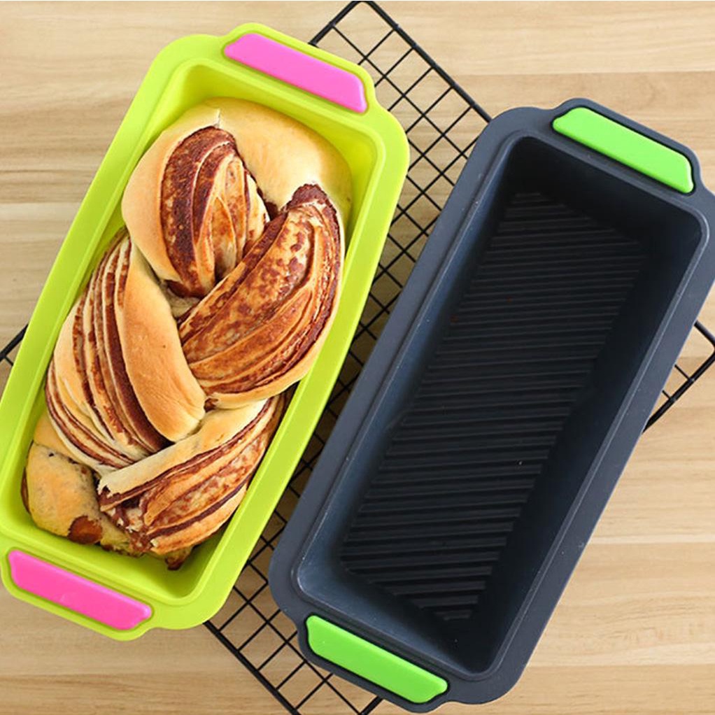 Cetakan Kue Silikon Persegi Panjang Non Stick Roti Loaf Pan Baking Tray Mould Kitchen