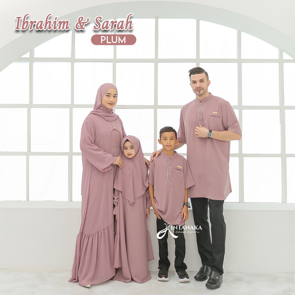 Intanaka Ibrahim Sarah Plum Gamis Sarimbit Couple Ayah Ibu Anak set Syari Khimar Niqab Koko Original