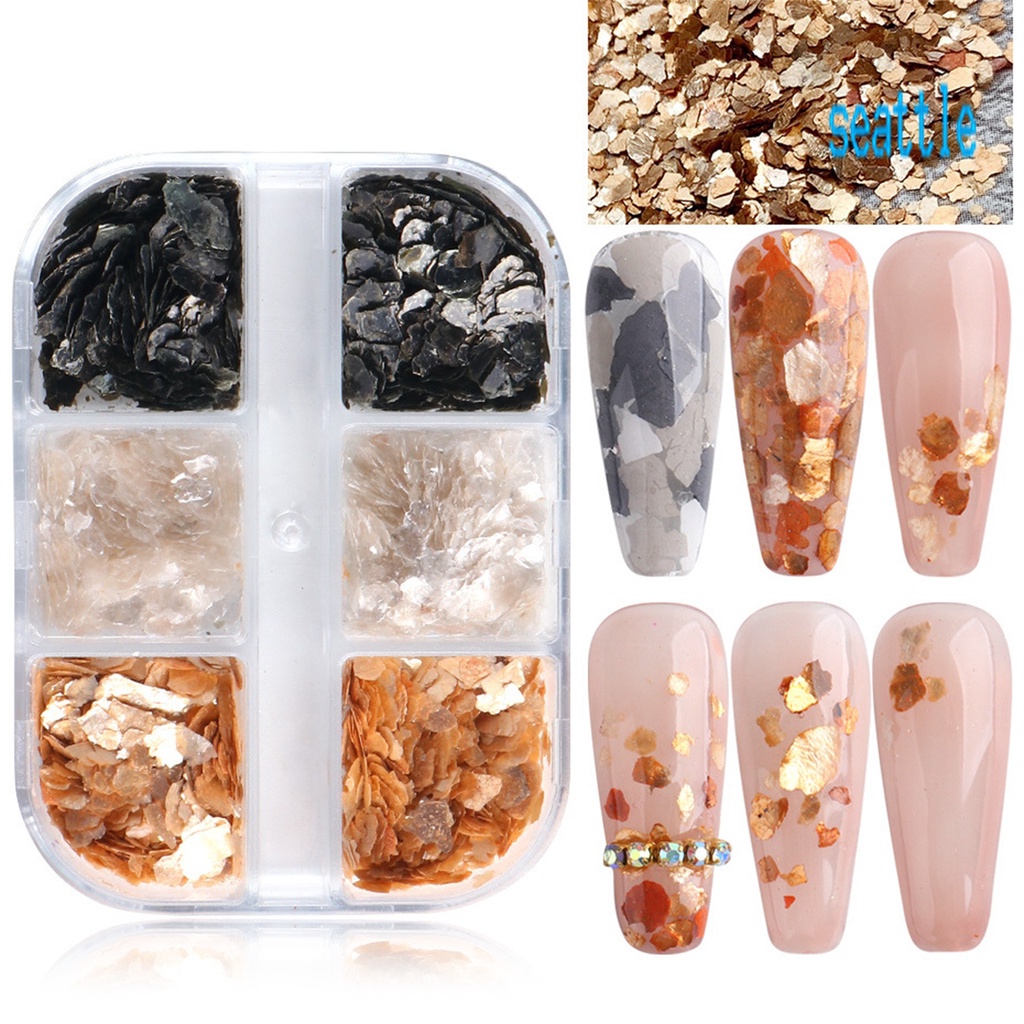 Mica Slice / Payet Reflektif 6 Grid / Box Untuk Membuat Nail Art Cantik