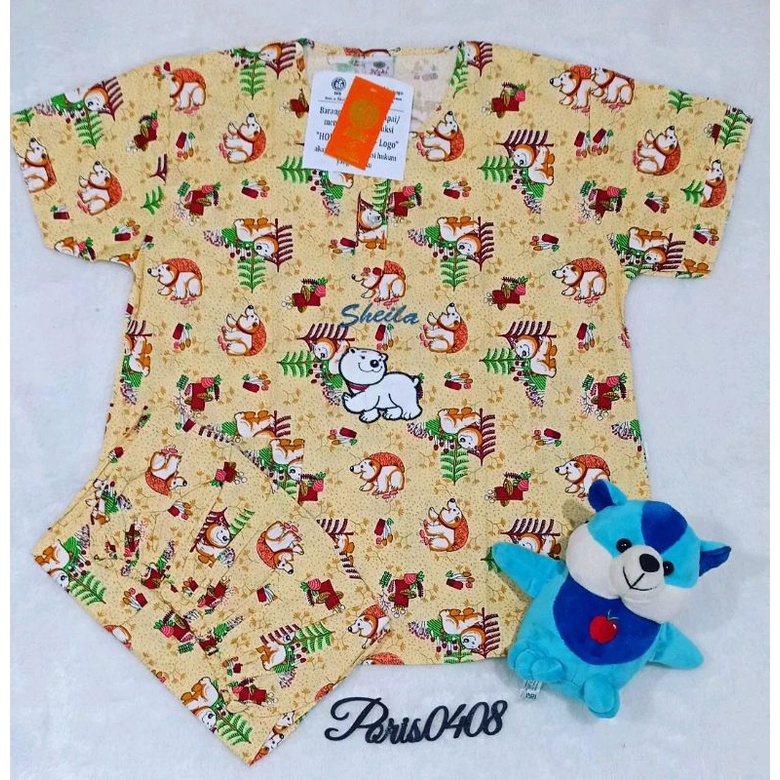 Baju Tidur HOKI &amp; SHEILA Katun wanita celana 3/4 (tree bear)