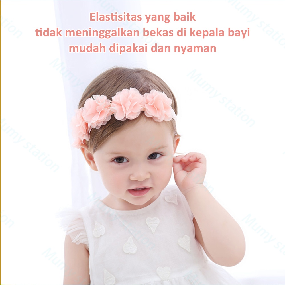 Mumystation Bandana Bayi Anak Korea /Headband Bando Bayi Anak Motif Bunga