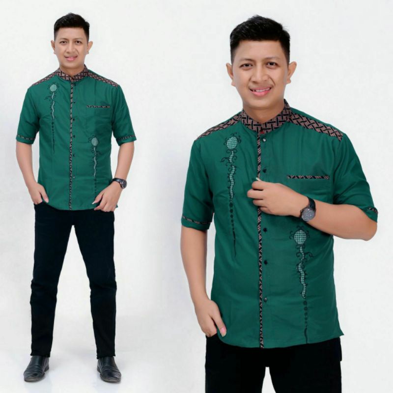 Baju Koko Pria Bordir Syubbanul Muslimin Koko Azzahir Koko Kurta Lengan Pendek