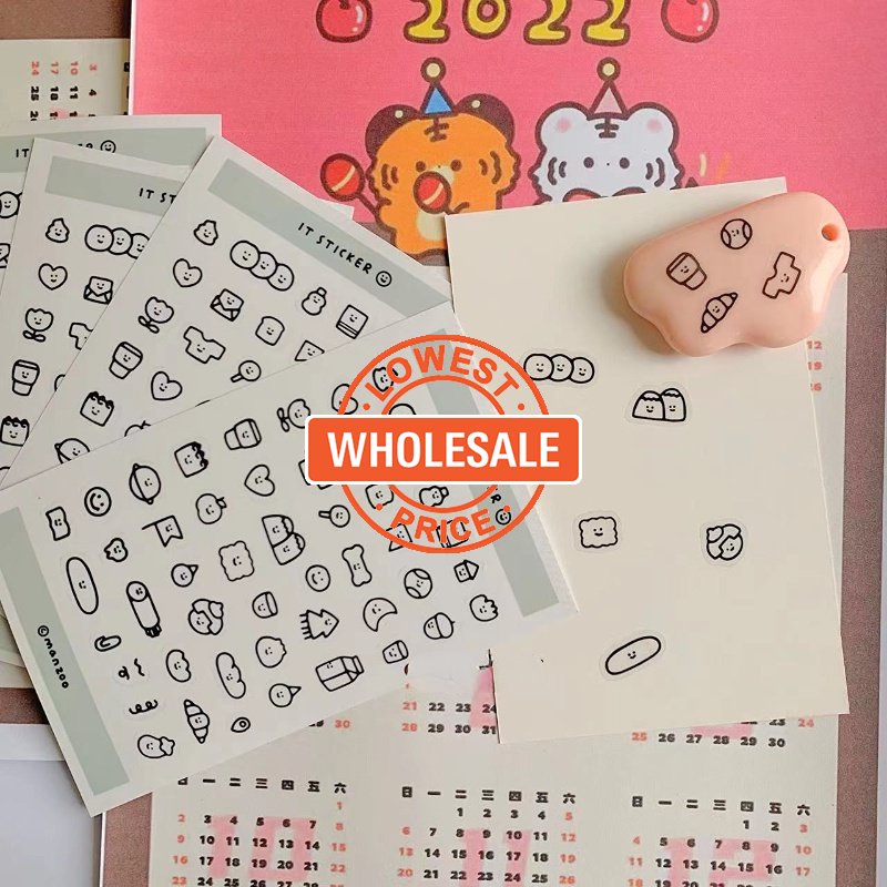 [Harga Grosir] Kartun Hewan Stiker Alat Tulis Aksesoris Dekoratif Notebook Stiker Dekoratif Lukisan Ekspresi Hewan Graffiti DIY Transparan Handbook Stickers