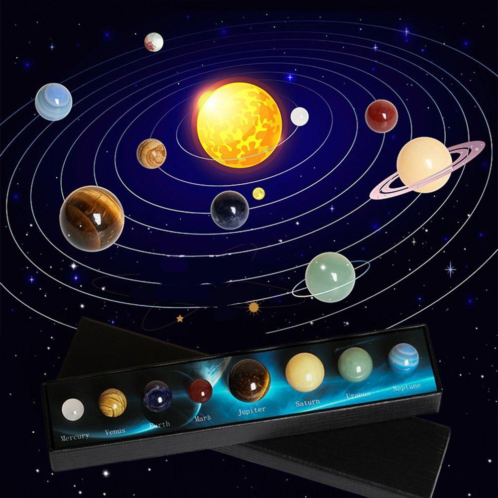 The Solar System Bola Kristal Kotak Hadiah Ulang Tahun Anak Mengeksplorasi Ruang Meja Ornamen Planet