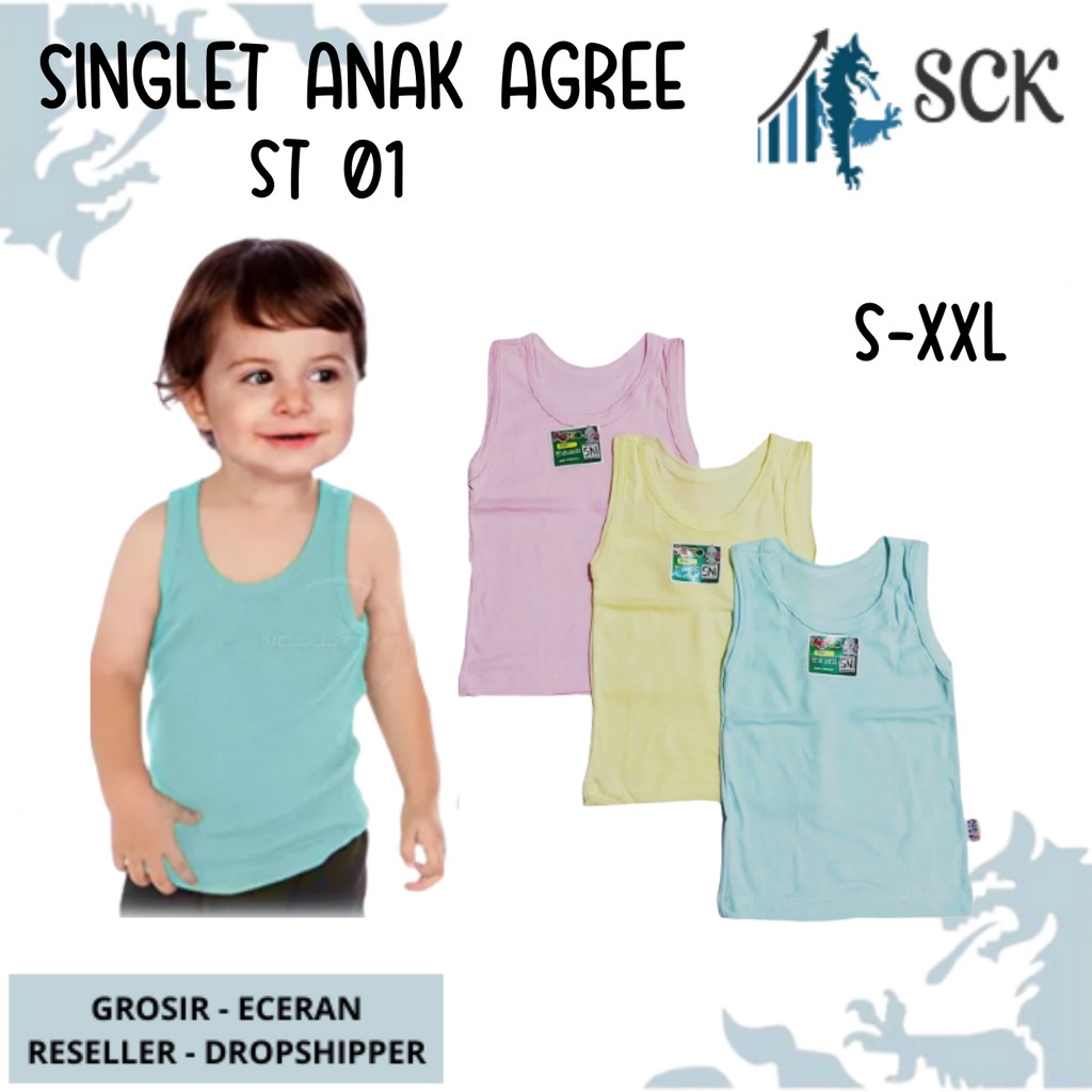 [ISI 3] Singlet AGREE Kids ST 01 / Kaos Dalam Anak AGREE Singlet / Kaos AGREE - sckmenwear GROSIR