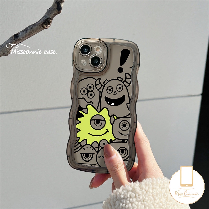 Casing Kartun Wavy Edge Case Oppo A96 A15 A78 A57 A3s A54 A17K A95 A17 A16 A7 A77s A9 A53 A12 A16s A74 A5s A55 A76 A1k A77 A5 A16K A52 Reno 8T 5F 7Z 8 6 Monster Kecil Lucu Lembut Sarung