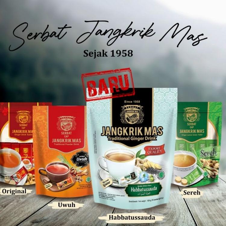 

(♥C6369] SERBAT JANGKRIK MAS WEDANG JAHE UWUH SEREH HABATUSAUDA MINUMAN HERBAL MURAH