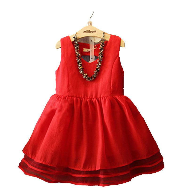 Dress Pesta Anak Perempuan Fashion Import- Lace Merah Mewah