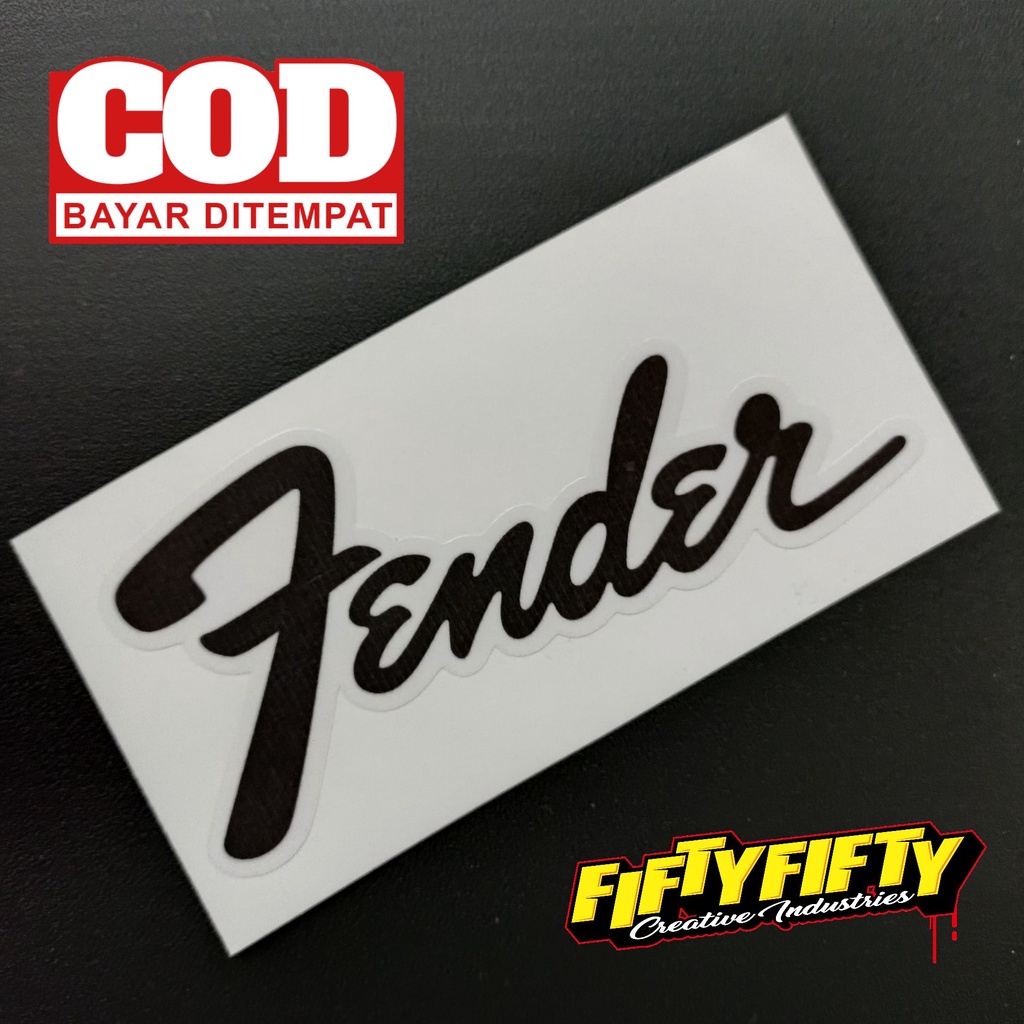 Stiker Print Cut FENDER Stiker Printing Laminasi Glossy Stiker Motor Mobil Helm Sudah Membentuk Pola Desain