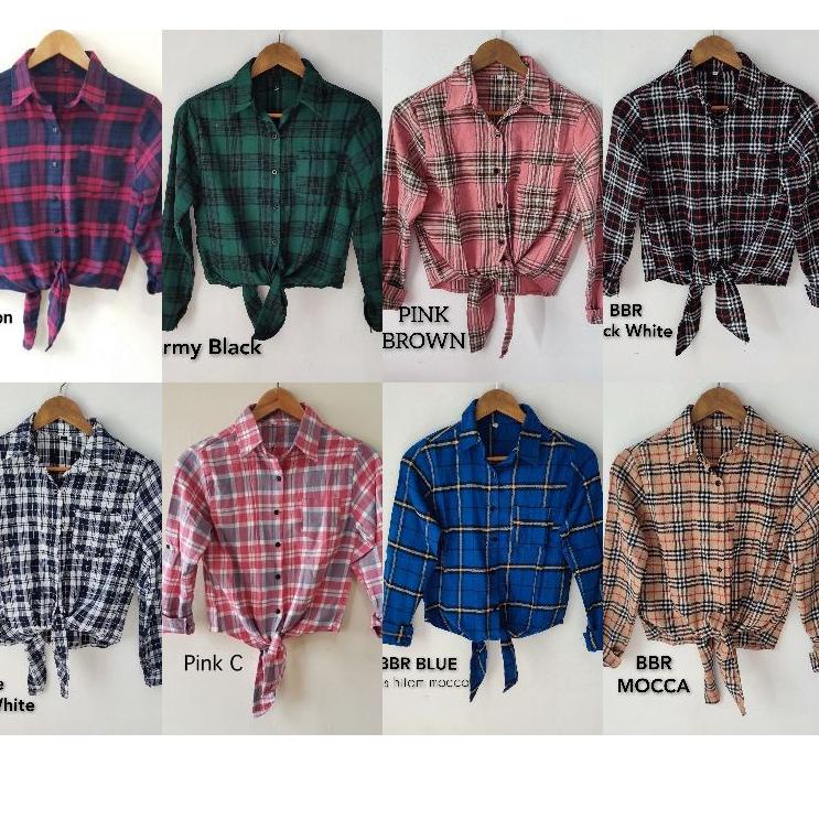 ✥ KEMEJA KOTAK IKAT/  CROP TOP / kemeja tali/ kemeja flanel crop / baju crop ✴