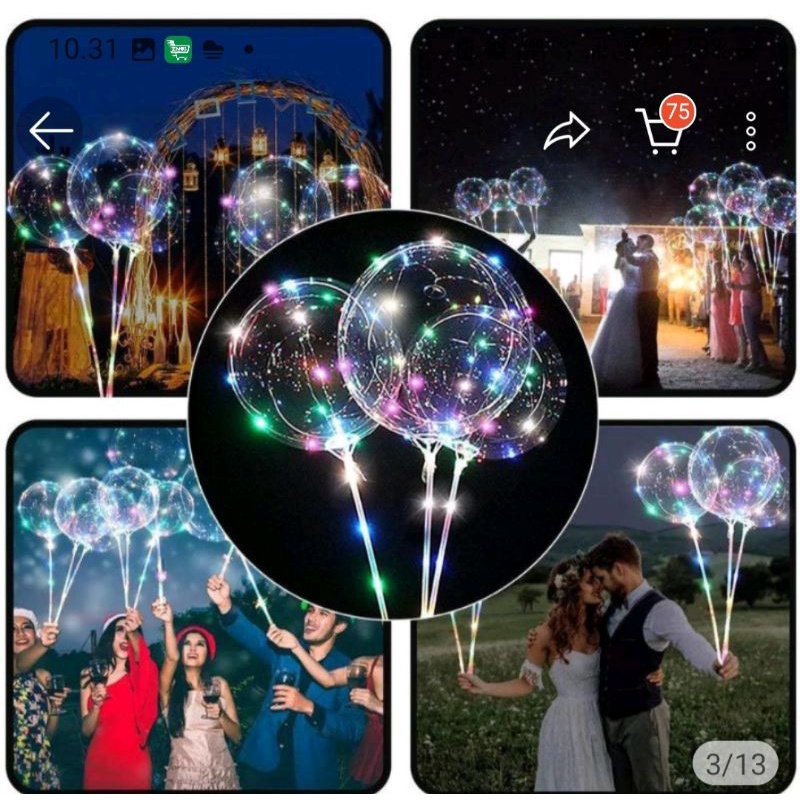 Balon Led Rainbow Warna Warni PARTY Ulang Tahun