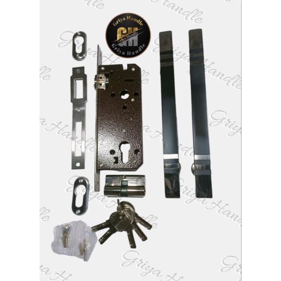 satu 1 set kunci  dua 2 handle pintu/handle pintu stainlees stell / Griya handle pintu/slot kunci/ g