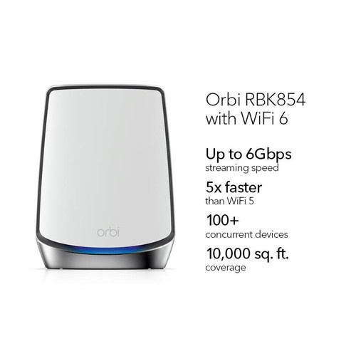 Orbi RBK854 AX6000 Tri-band Mesh WiFi 6 System 1 Router + 3 Satellites N