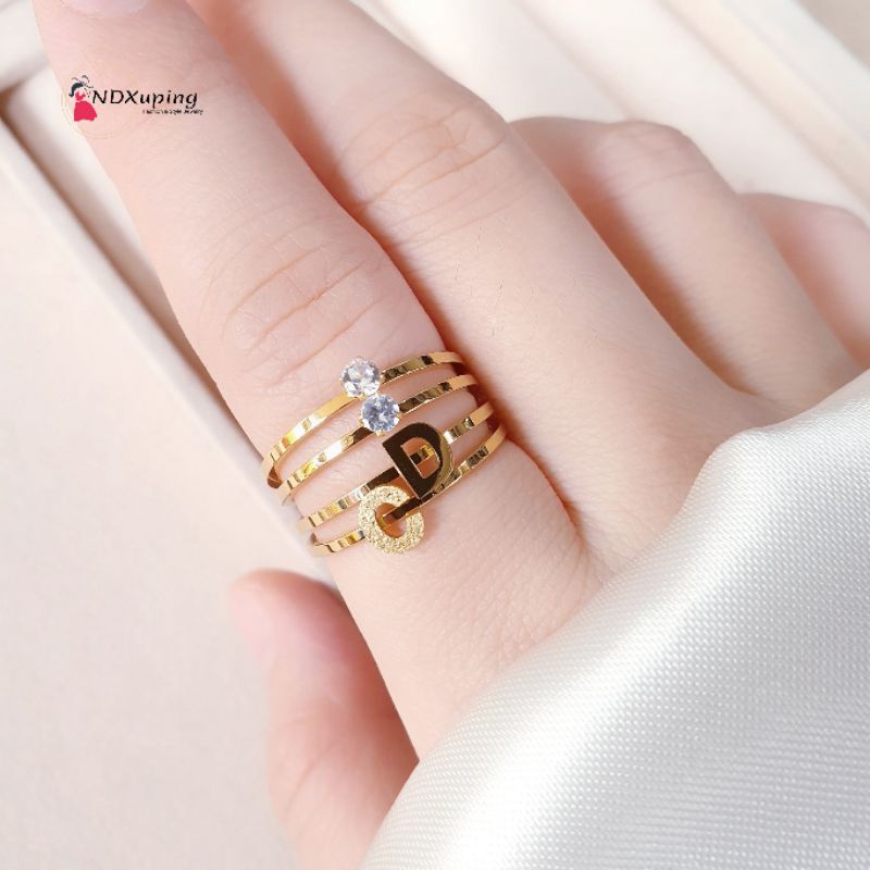 Cincin Dewasa Tingkat Titanium Permata Fashion N01022306