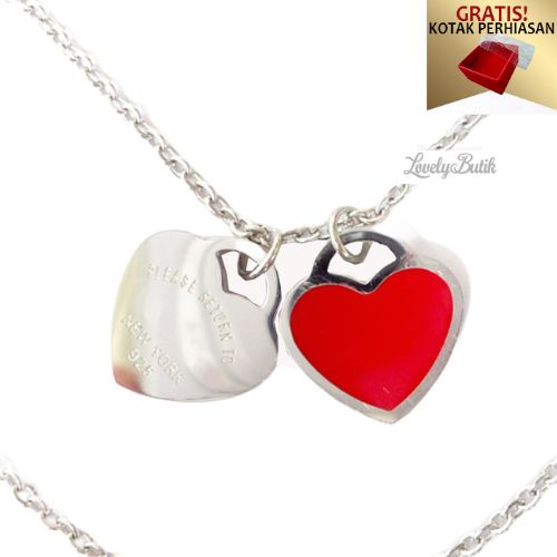 Kalung Titanium Anti Karat Kalung Wanita Liontin Valentin3 Love Panjang Import - Lovelybutik