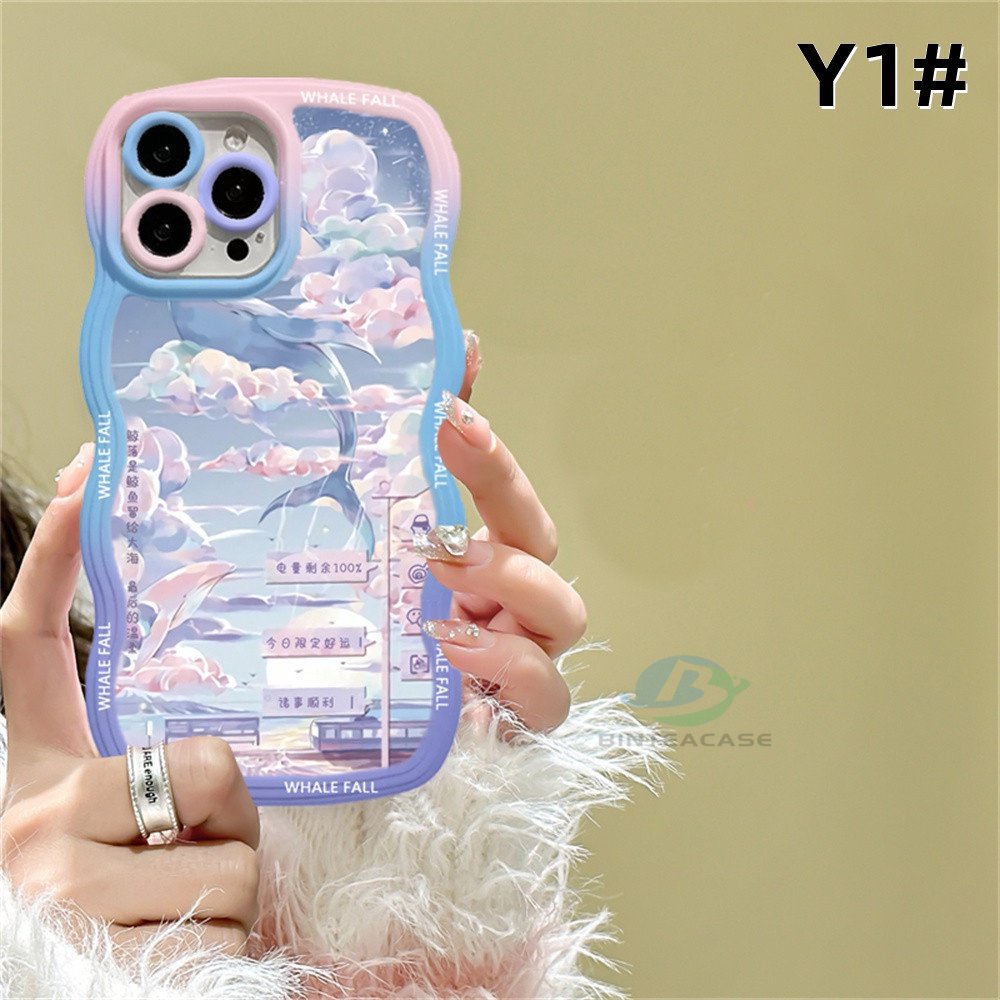 Redmi Note 11S 11 Pro Redmi 10C 10A 9A Note10 5G Note 10S 9C 9T Note9 Note8 Poco X3 Pro NFC Lukisan Minyak Motif Bunga Kelinci Paus Ilustrasi Tepi Melengkung TPU Phone Case Binteacase