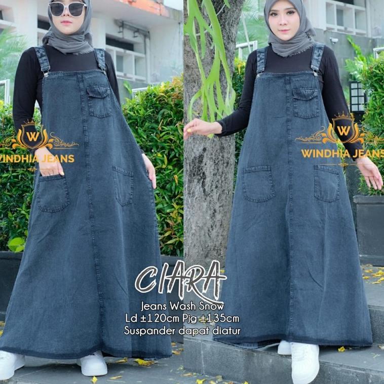 REKOMENDASI Ciara Overal Overall Rok Jeans Jean Jins Denim Wanita Jumbo Big Size Ld 120 Fit XXL