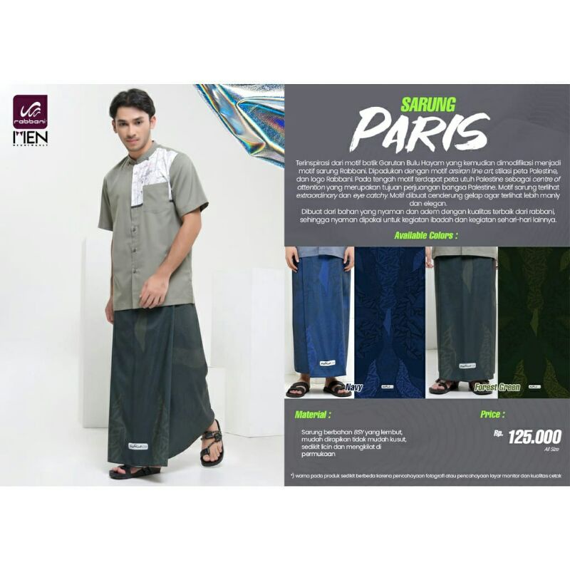 TERBARU Sarung Paris -SARUNG RABBANI TERBARU - Sarung Hijau - Rabbani Palestine - Sarung Rabbani - S