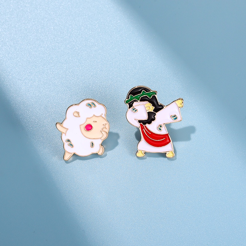 Gadis Yang Indah Domba Enamel Bros Kartun Hewan Custom Kreatif Lencana Kerah Logam Ransel Aksesoris Hadiah Teman Perhiasan
