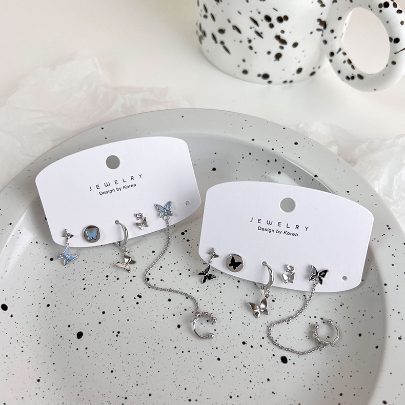 IFYOU Butterfly Drop Oil Hoop Earring Fashion Anting Tusuk Emas Perak Untuk Perhiasan Aksesoris Wanita