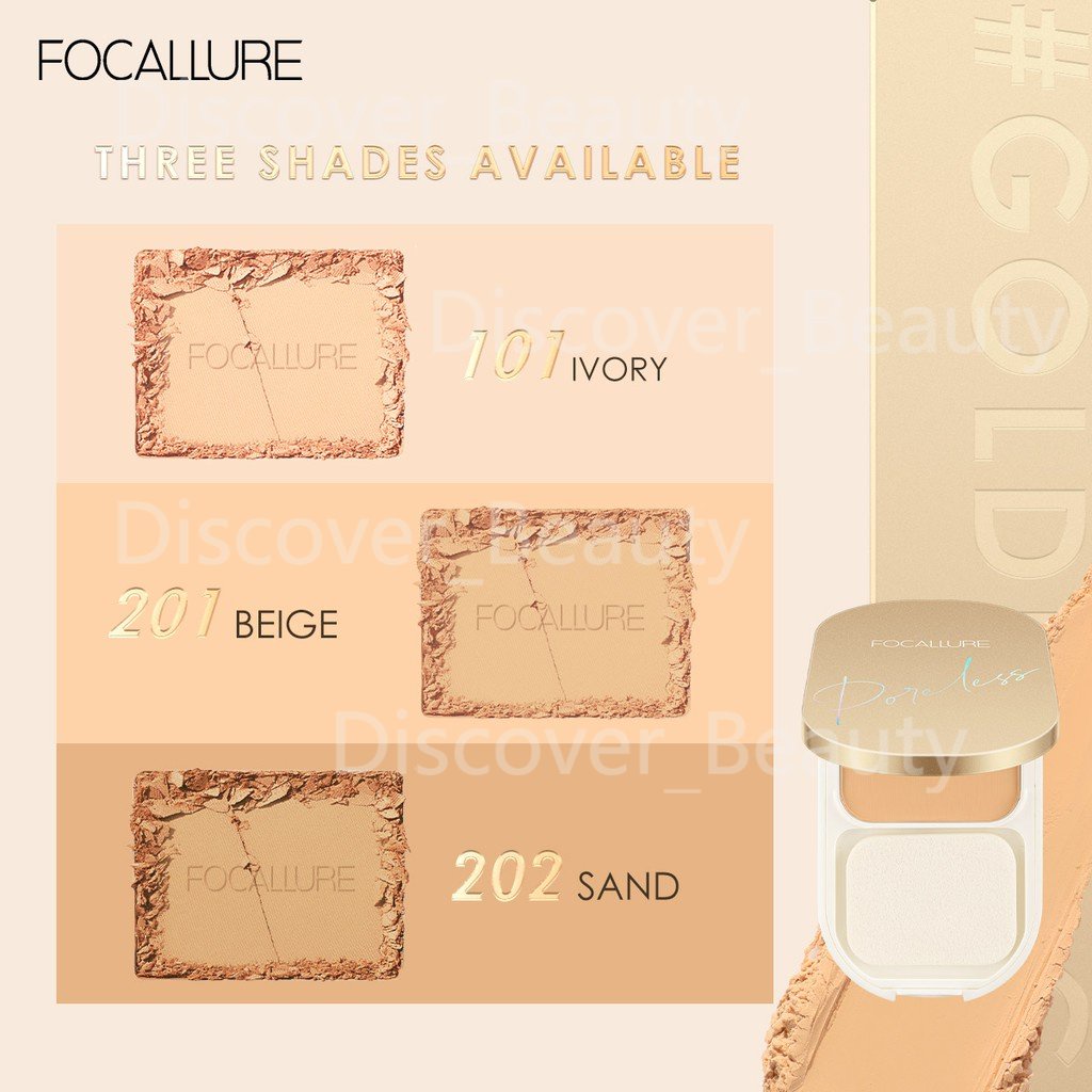 Focallure #GoldenAge Tahan Air Bedak Padat Matte Pressed Powder Tahan Hingga 12 Jam Compact Powder FA206