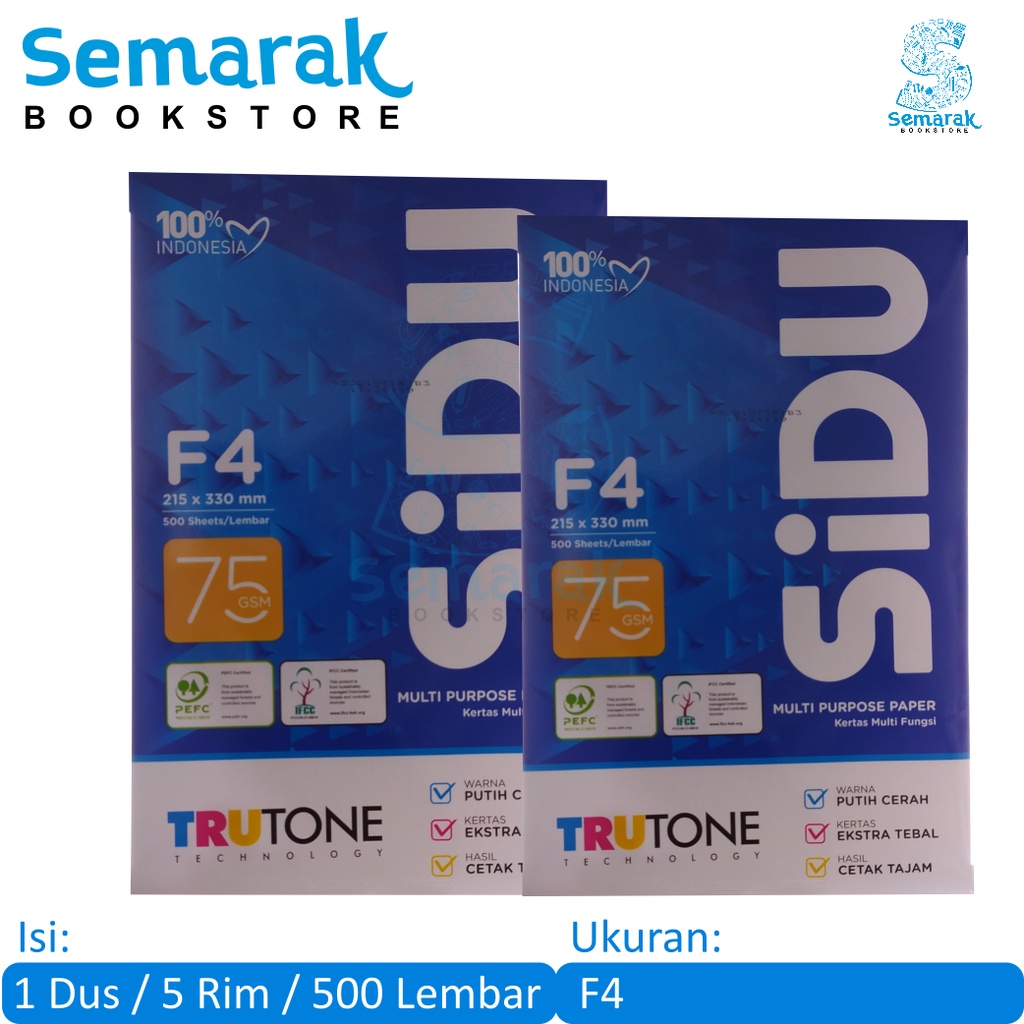 

Sinar Dunia Kertas HVS F4 75 Gsm [1 Dus / 5 Rim / 500 Lembar]