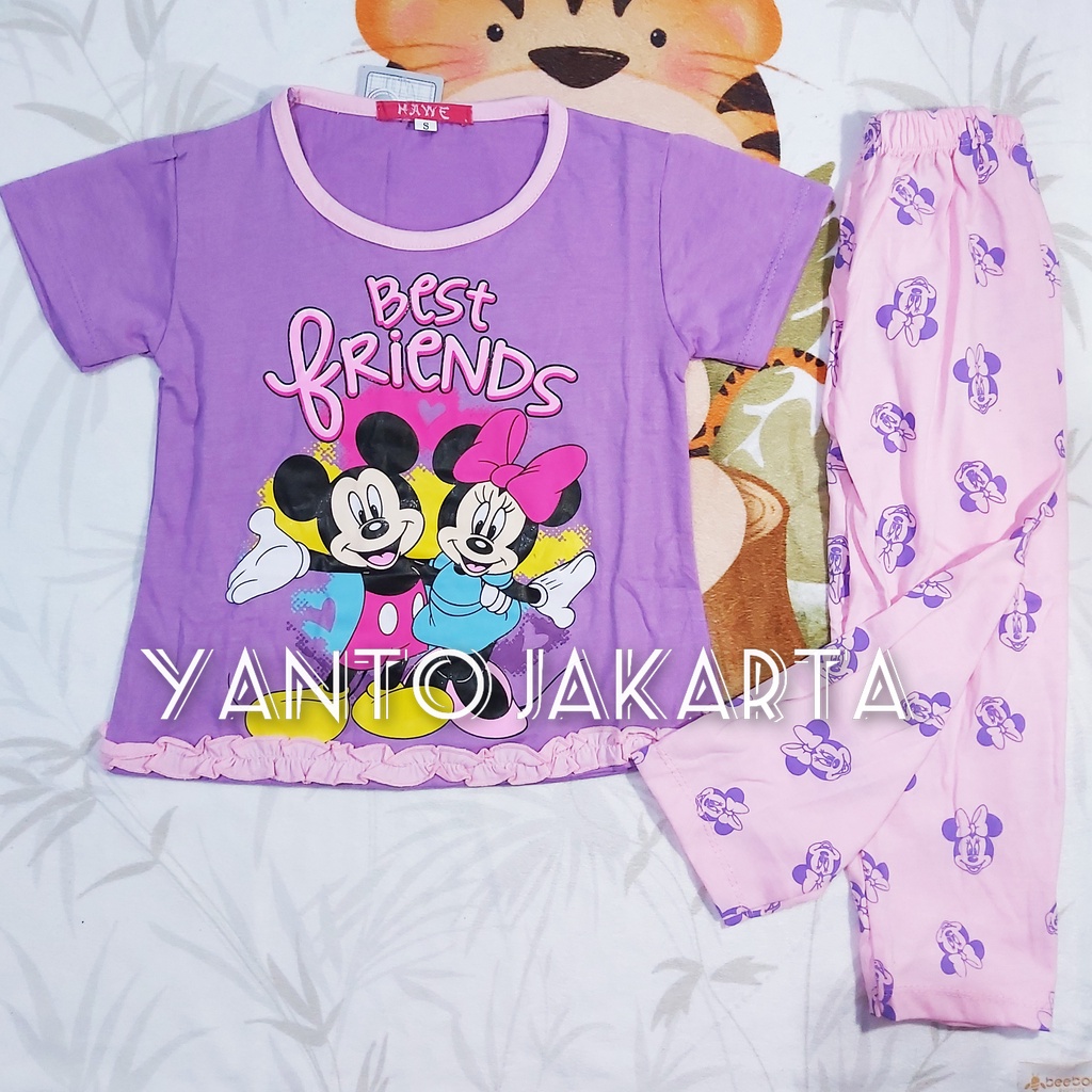 BAJU TIDUR MINNIE SETELAN ANAK PEREMPUAN LENGAN PENDEK