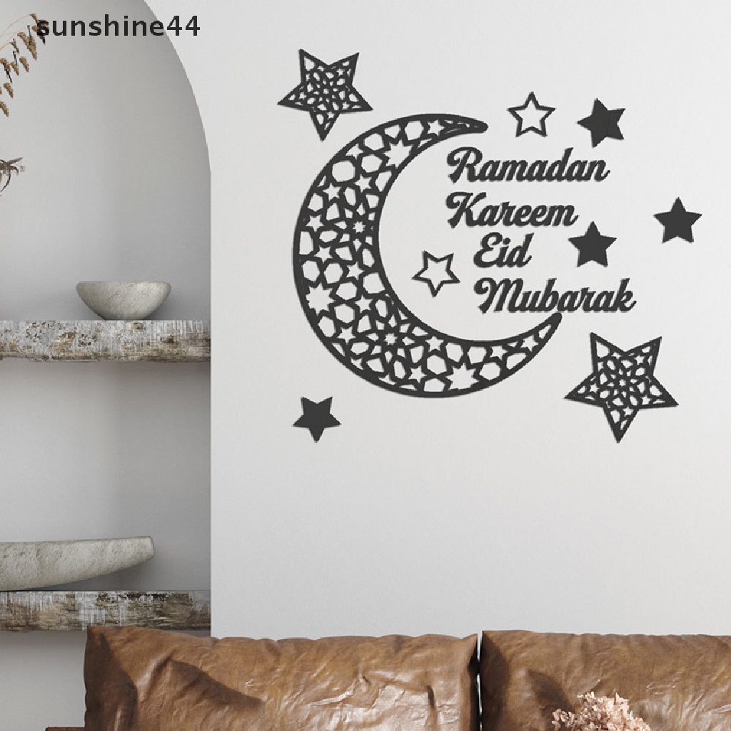 Sunshine Ramadan Stiker Dinding Bulan Bintang Lentera DIY Wall Decal Kareem Ramadan Dekorasi Untuk Rumah Islami Muslim Mural Eid Mubarak ID