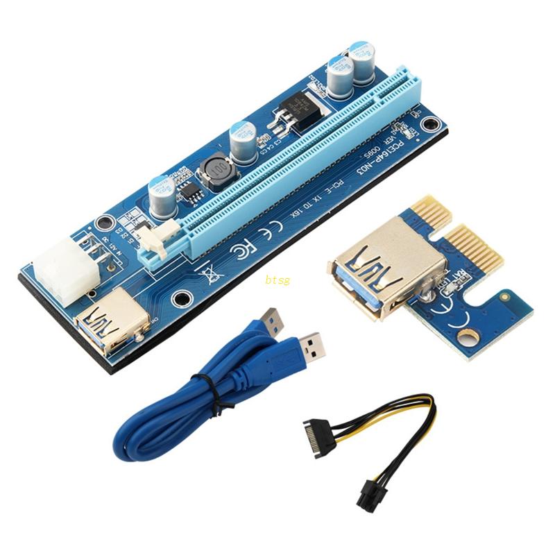 Btsg VER009S Kabel Ekstensi PCI-E Riser Card 1X 16X Riser Adapter USB 6Pin