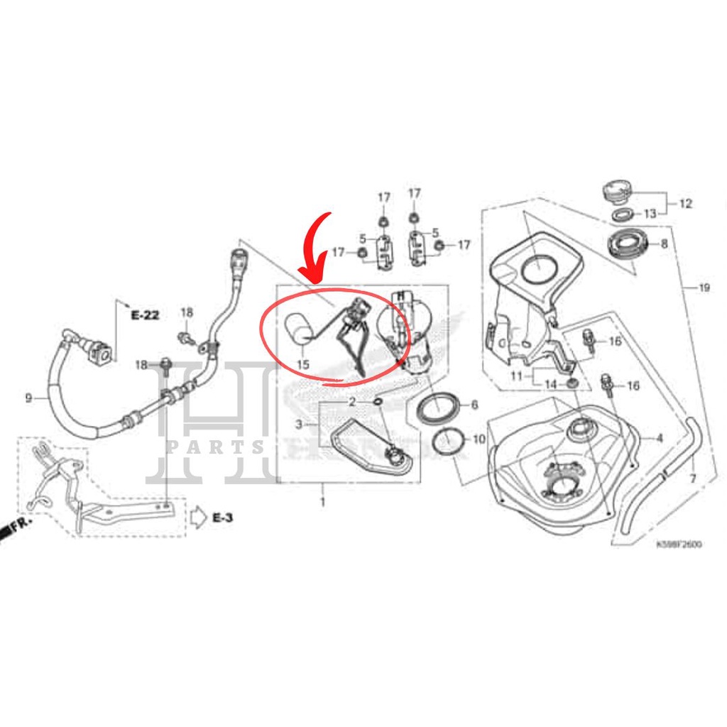 PELAMPUNG TANGKI BENSIN FUEL UNIT VARIO 150 ESP K59 37800-K59-A11 ASLI ORIGINAL AHM HGP HONDA