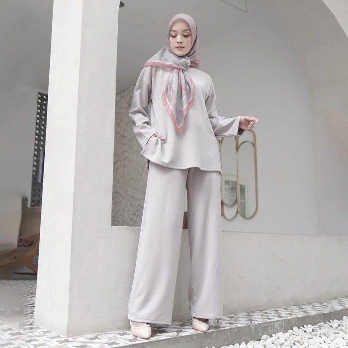 pStore88 - MANDJHA IVAN GUNAWAN - COMFY SET GREY - ATASAN MUSLIM BLOUSE TUNIK 5151