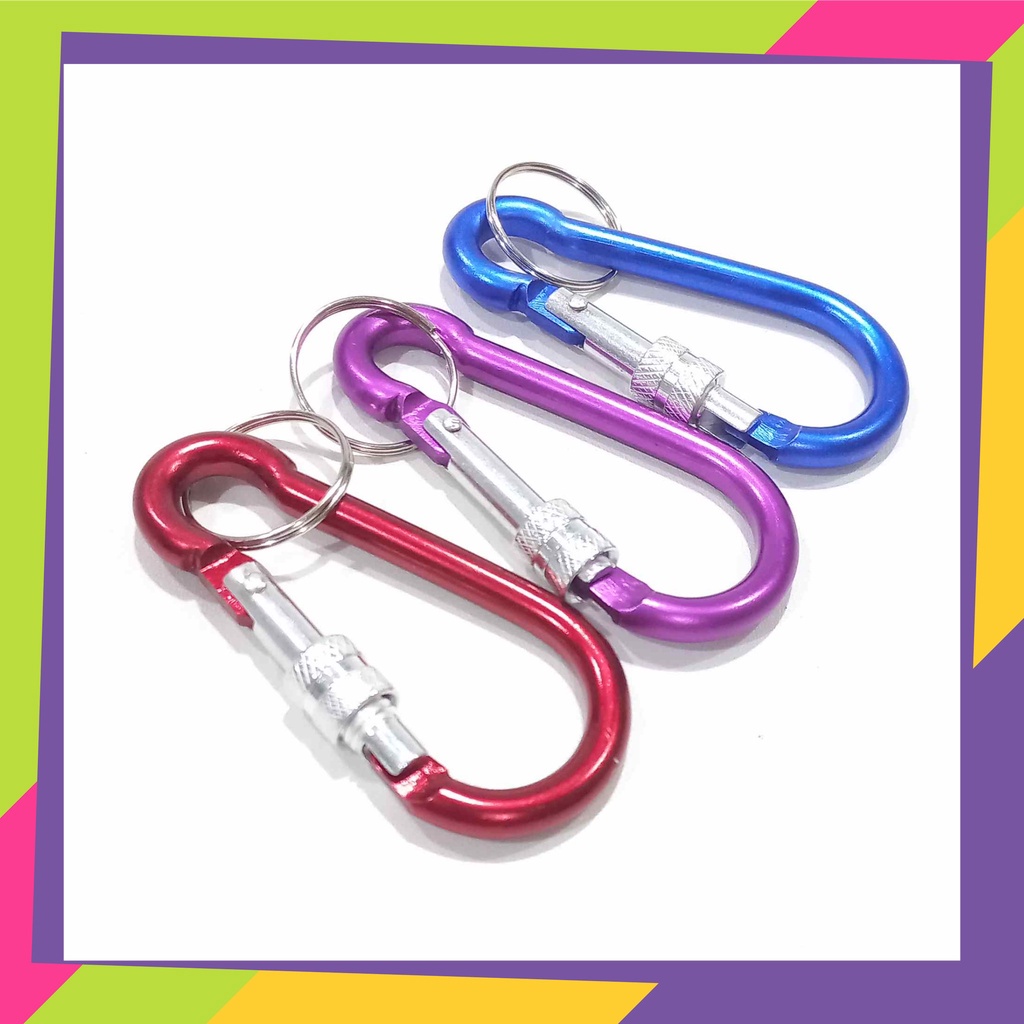 1854 / Grosir isi 12 pcs [ 1 lusin ] gantungan kunci carabiner aluminium