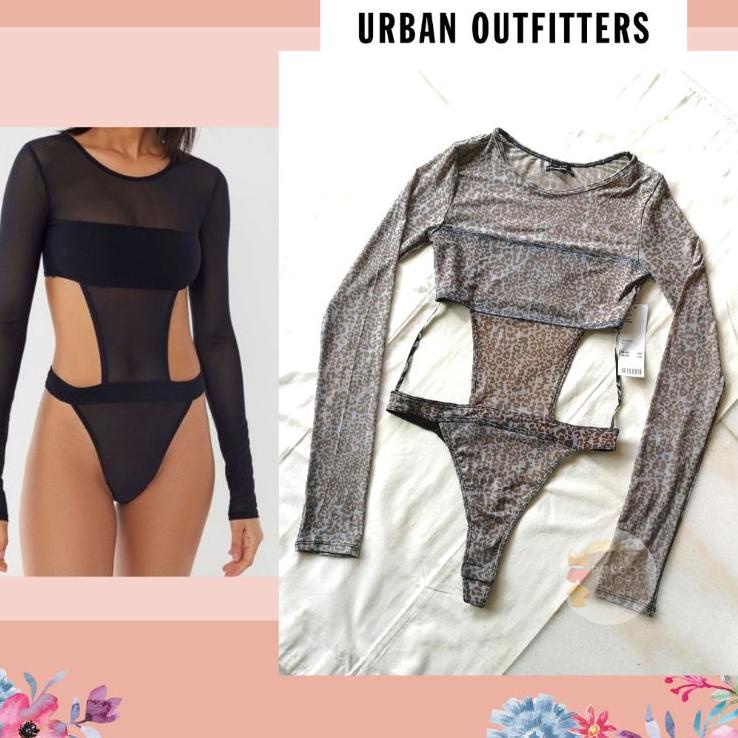 Makin murah URBAN OUTFITTERS Sheer Cut Off Bodysuit
