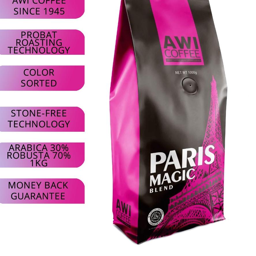 

✳ Awi Kopi Paris Magic Blend 1 Kg Biji | Roasted Coffee Beans | Arabica Robusta Premium Cafe Blend ✥