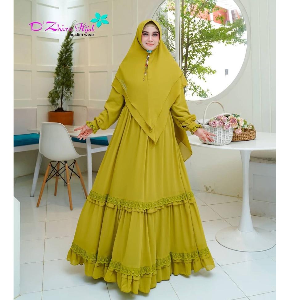 STOK TERBARU Kinara Syari Gamis Syari Ceruty Ootd Wanita Set Hijab Baju Wanita Jumbo Gamis Renda Set