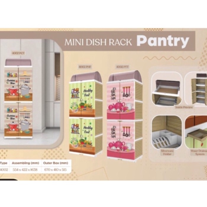 Terlaris Rak Piring Plastik Naiba 4002 / Lemari Piring Naiba 4002 Murah