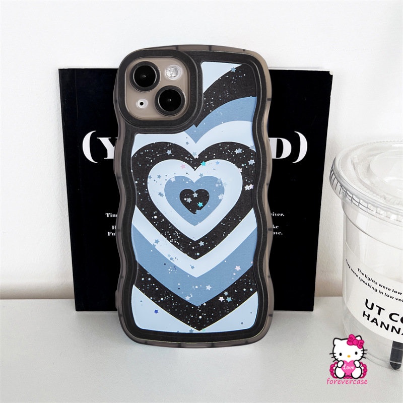 Oppo A15 A3s A95 A52 A57 A96 A7 A17 A12 A16s A16 A53 A55 A17K A77s A54 A1k A76 A77 A5 A9 A16K A5s A74 Reno 8 6 7Z 8Z Gradasi Love Hati Bling Stars Case Wavy Edge Soft Tpu Sarung