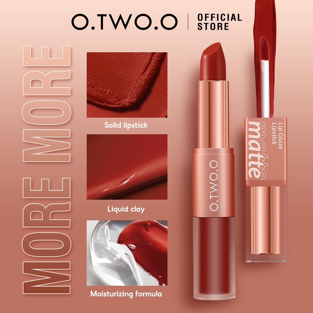 O.TWO.O LIPSTICK INTENSE COLOR DUAL-STICK 2 IN 1 LIQUID MATTE MISTY VELVET LIP TINT HIGH PIGMENT LASTING NON-CRACKING ANTI TRANSFER LIP GLAZE KODE SC036