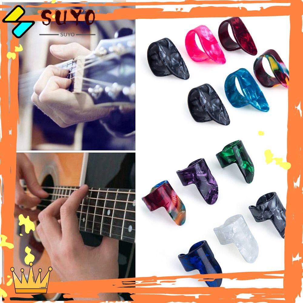 Suyo 10pcs Thumb Finger Picks Untuk Aksesoris Listrik Akustik Gitar Plectrum Sarung Plectrum Plastik