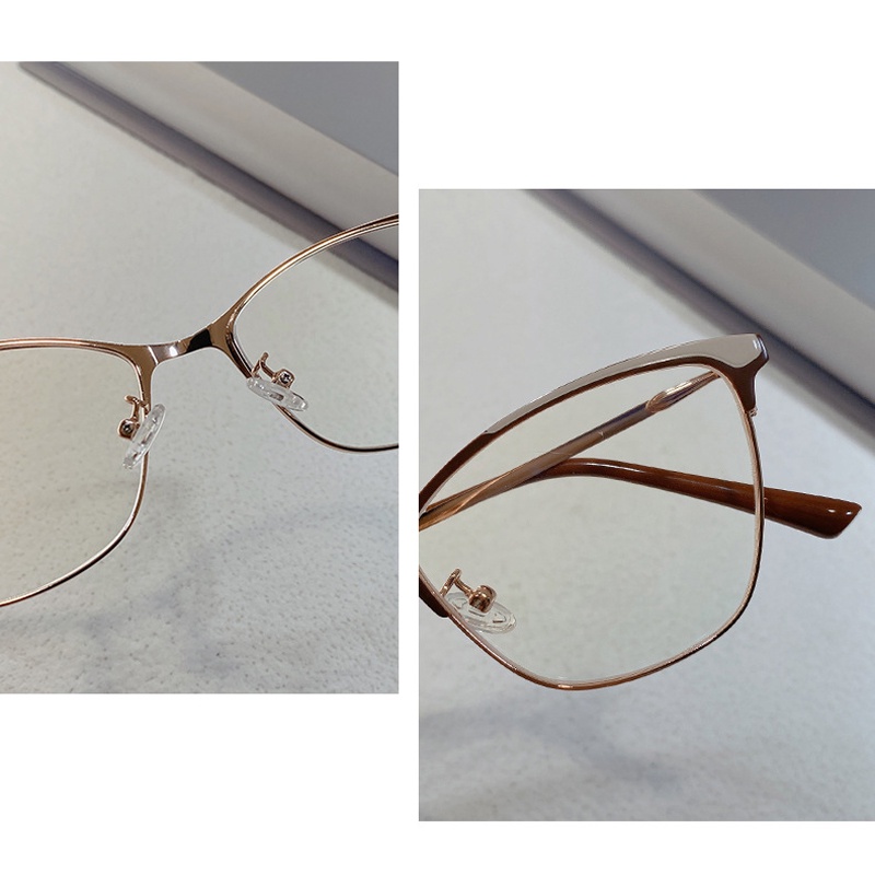 Kacamata Cat Eye Photochromic Anti Radiasi Frame Stainless Steel Untuk Wanita
