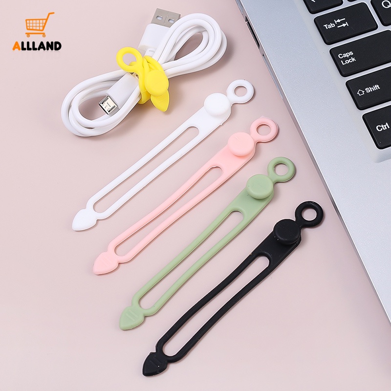 Portable Reusable Elastic Silicone Data Cable Bundling Ties / Earphone Charging Wire Storage Strap / Multipurpose Mouse Keyboard Cord Manager