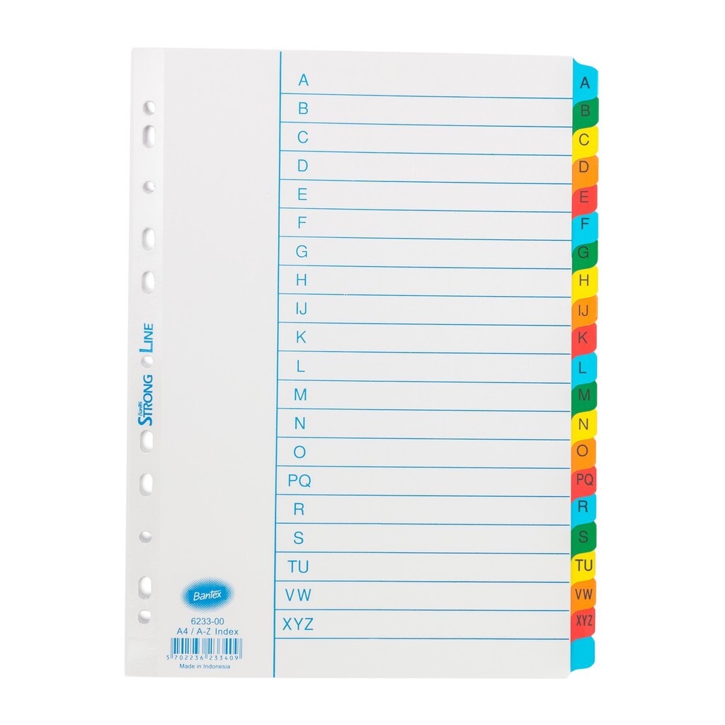 

Bantex PP Pembatas Kertas Binder Divider Ordner A4 21 Lembar Index Alphabet